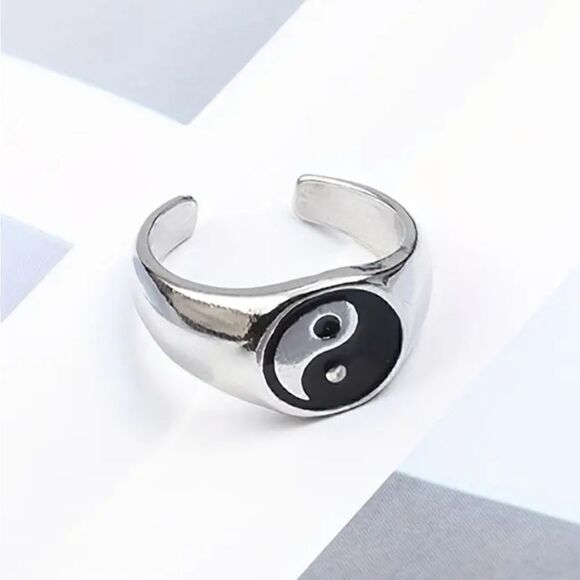 Retro Style Harmony Symbol Alloy Fashion Accessories Adjustable Ring - Picture 5 of 10